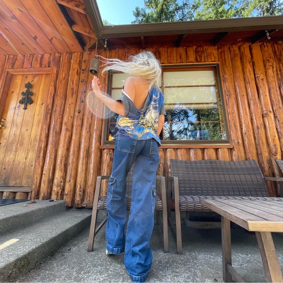 🦋 Revice Jeans Baja Cargo Ultra Blue NWOT Wide Leg Mid-Rise - Picture 6 of 6